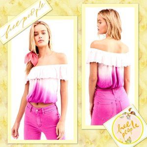 NWOT Free People Cora Lee ombré tie dye boho Ruffle off shoulder peasant…
